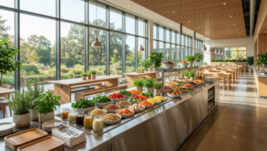 Blick in eine Betriebskantine.