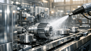 Oberflächenreinigung in der Industrie.